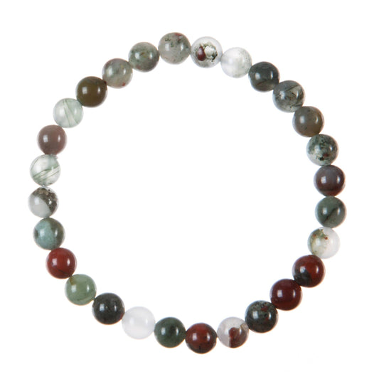 African Bloodstone Stone Bead Stretch Bracelet MWB3711