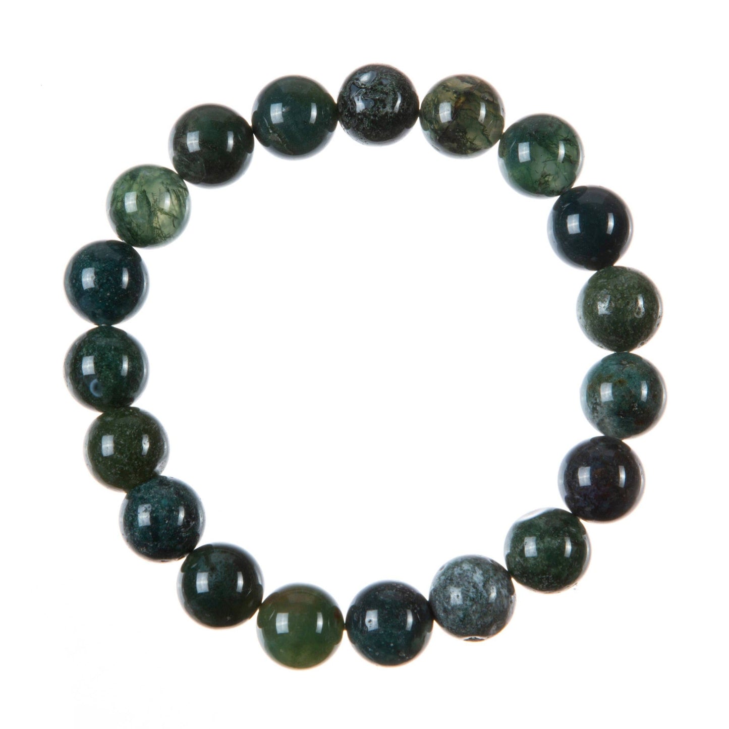 Moss Agate Stone Bead Stretch Bracelet MWB3719
