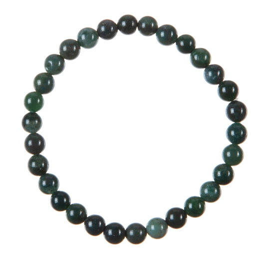 Moss Agate Stone Bead Stretch Bracelet MWB3719