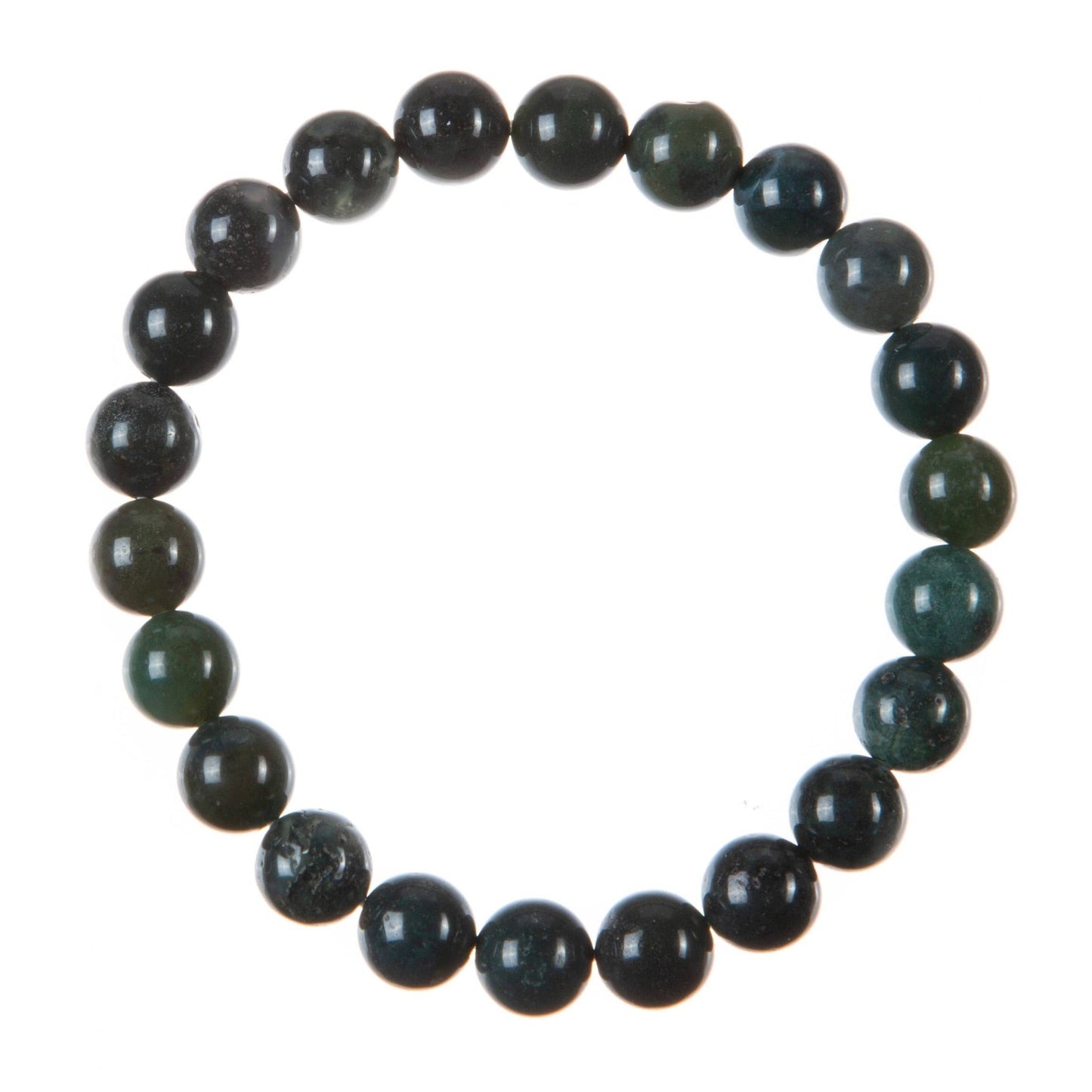 Moss Agate Stone Bead Stretch Bracelet MWB3719
