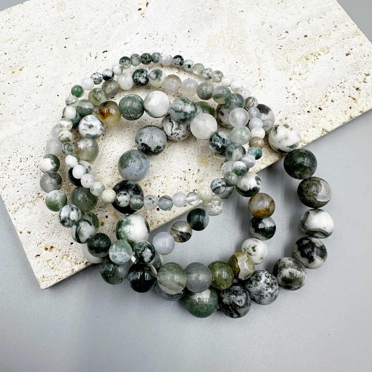 Tree Line Agate Stone Stretch Bracelet MWB1982