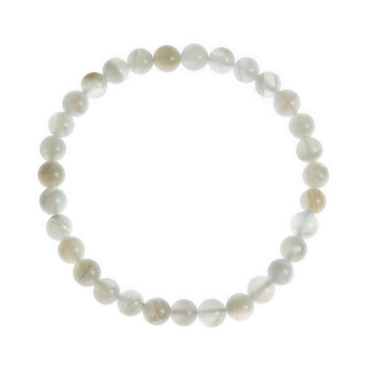 White Moon Stone Bead Stretch Bracelet MWB3426