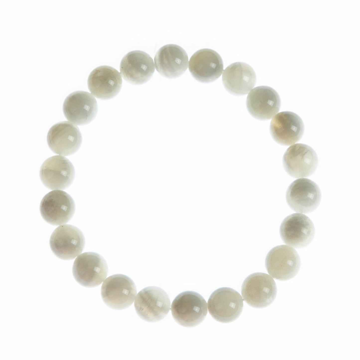 White Moon Stone Bead Stretch Bracelet MWB3426