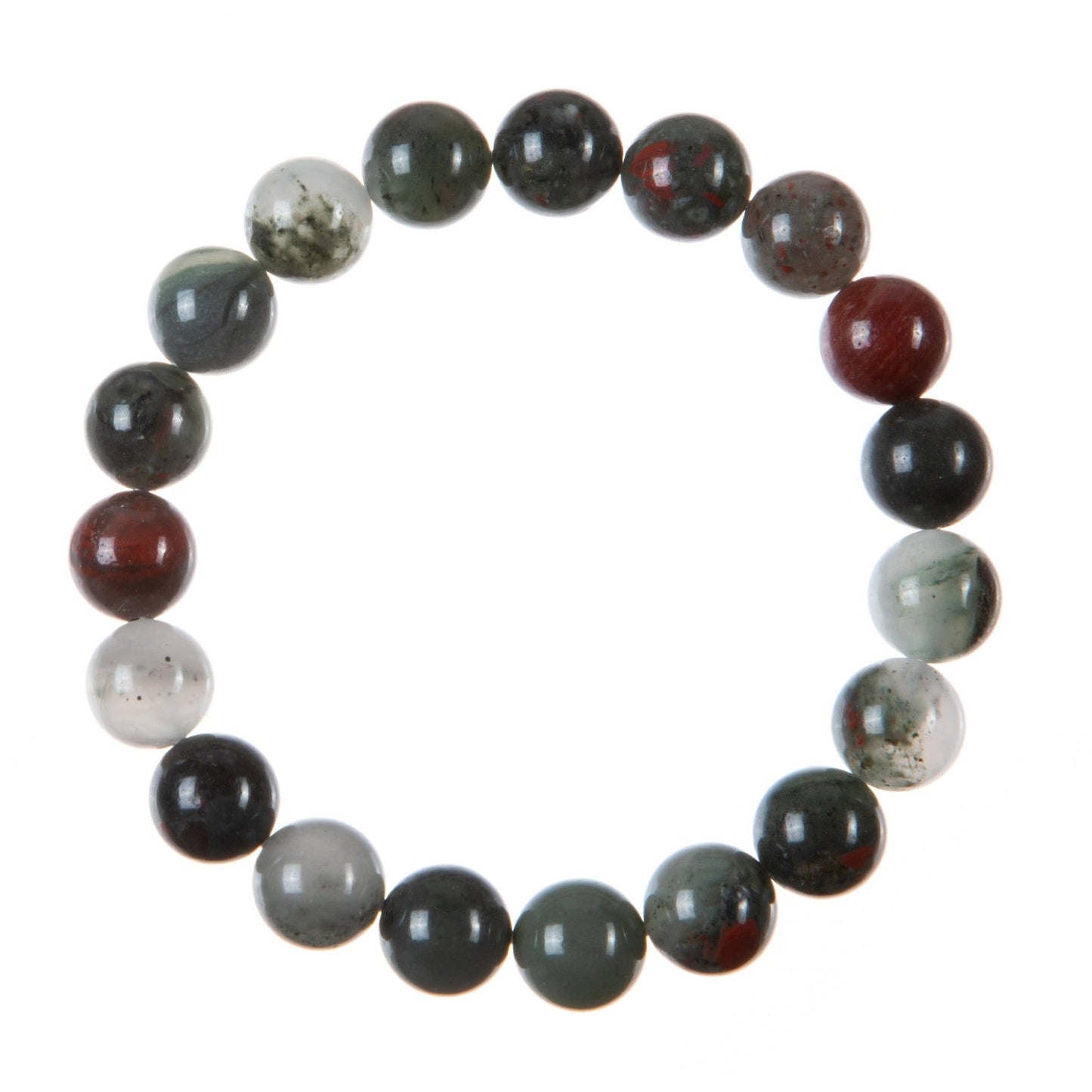 African Bloodstone Stone Bead Stretch Bracelet MWB3711