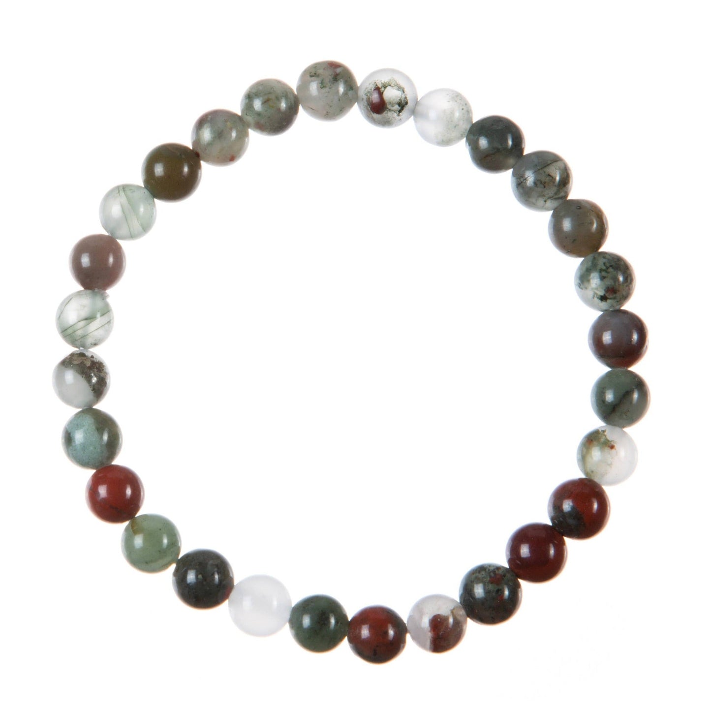 African Bloodstone Stone Bead Stretch Bracelet MWB3711