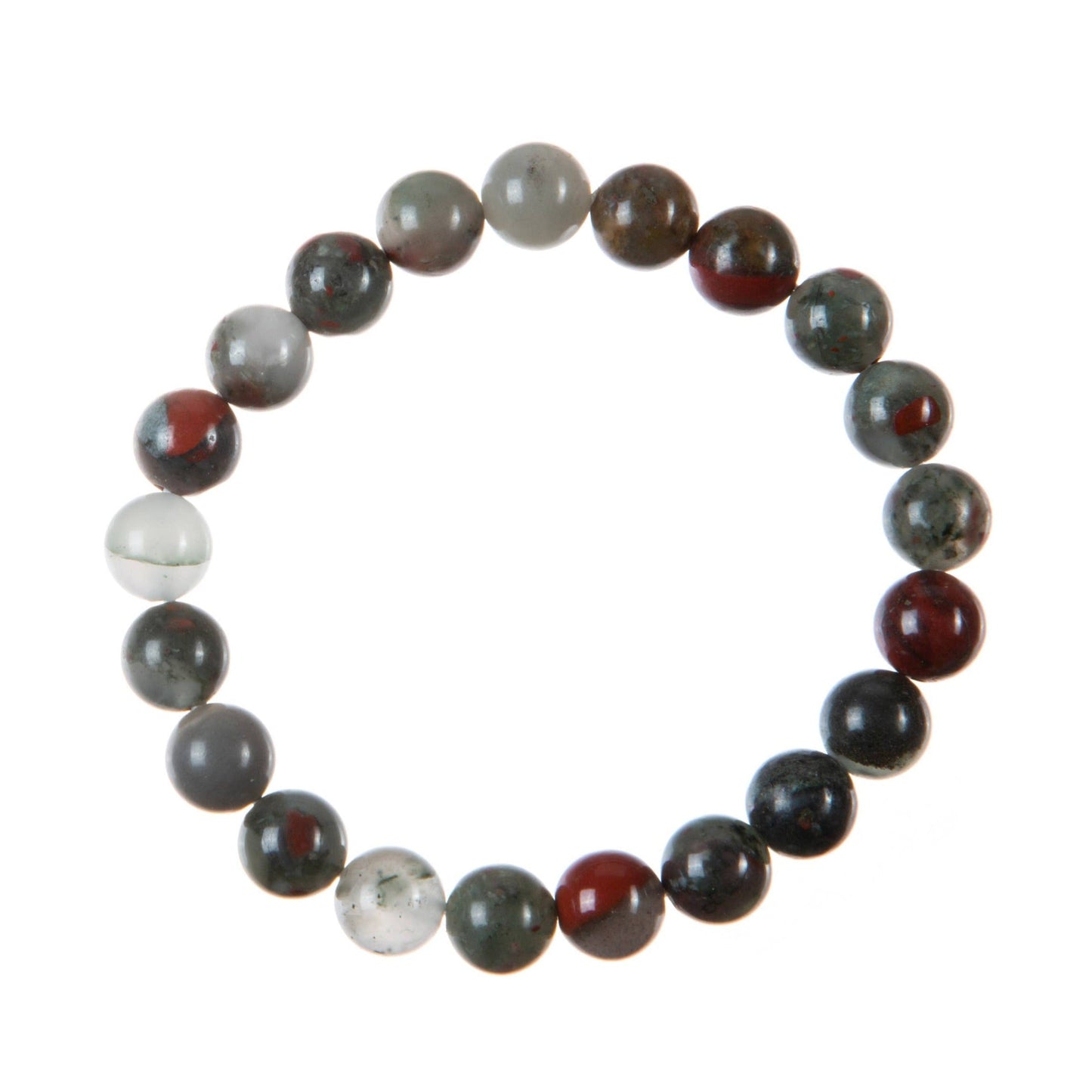 African Bloodstone Stone Bead Stretch Bracelet MWB3711