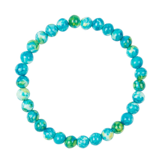 Light Blue Rain Color Stone Stretch Bracelet MWB2938