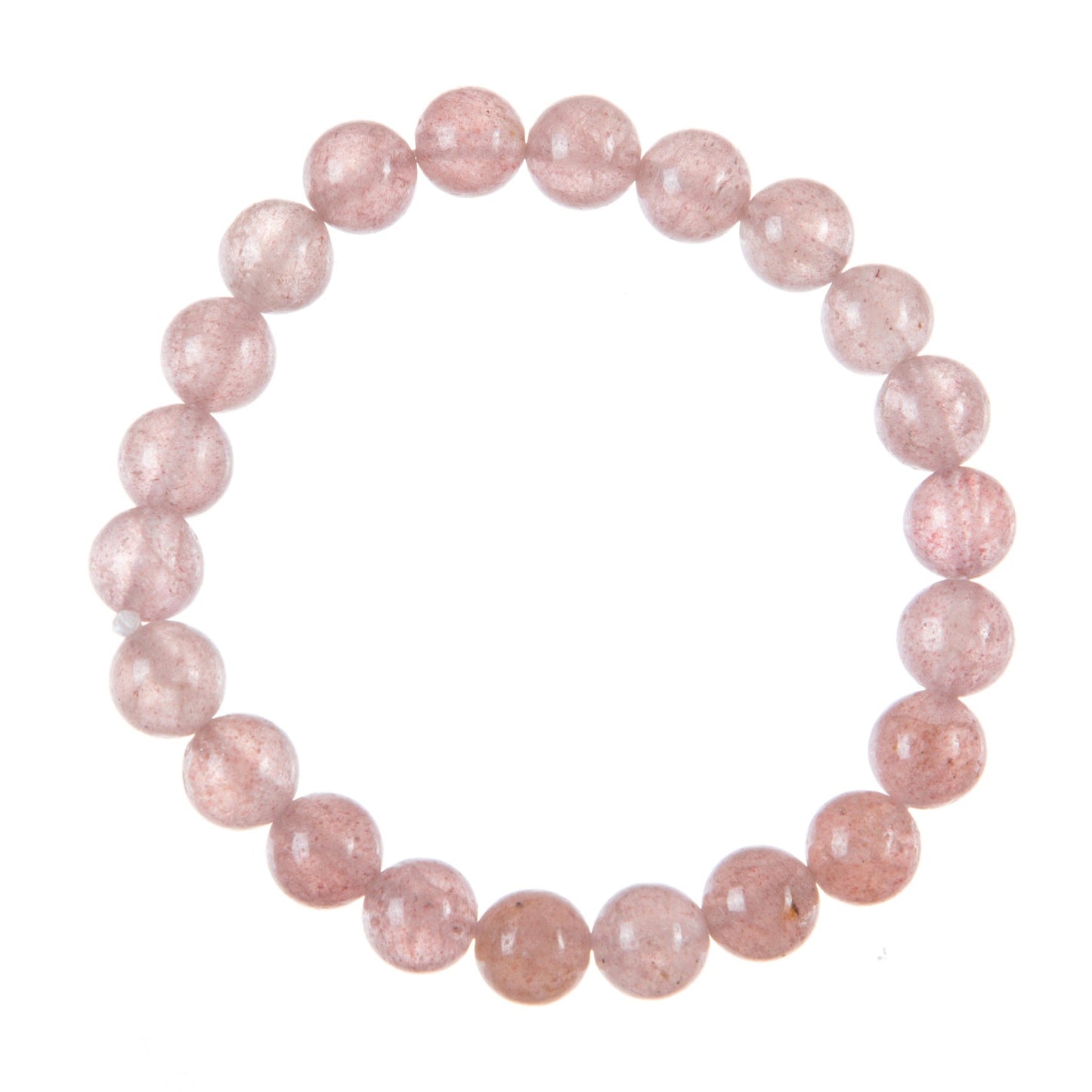 Strawberry Quartz Stone Bead Stretch Bracelet MWB3621