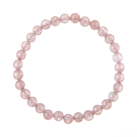 Strawberry Quartz Stone Bead Stretch Bracelet MWB3621